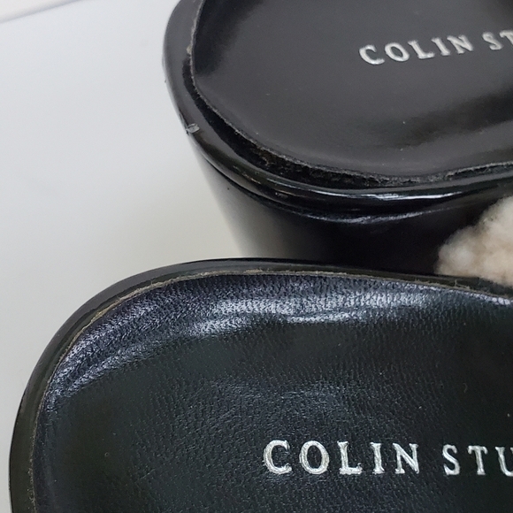 Colin Stuart Mule Clog Black Leather Faux Fur Buckle Studs Size 8 - Picture 8 of 9